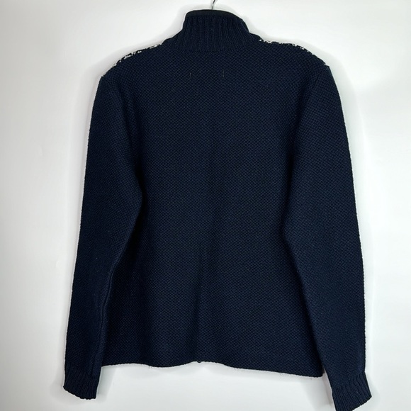 Baltic Inspirations Scandanavian Navy Blue Wool Blend Full Zip Sweater Small - Picture 4 of 10
